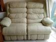 £100 - CREAM REAL leather recliner sofa